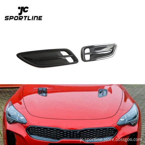Dry Carbon Fiber Hood Vents Insert Cover Trims for KIA Stinger 2018-2023